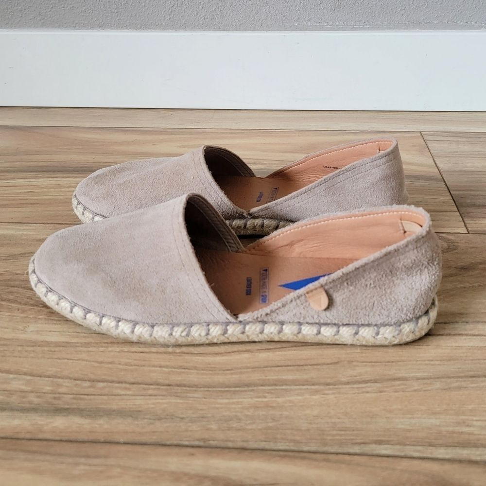 Valentina Firenze Verbanas Carmen Serraje Suede Leather Espadrilles Stone Khaki
